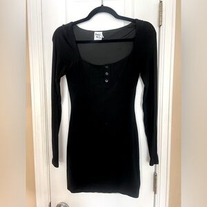 Princess Polly Colbert long sleeve knit mini dress in black (size 4)